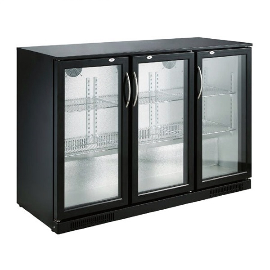 Barkühler Schwarz LED 3 Türen 298 Liter 1335x500x900 mm