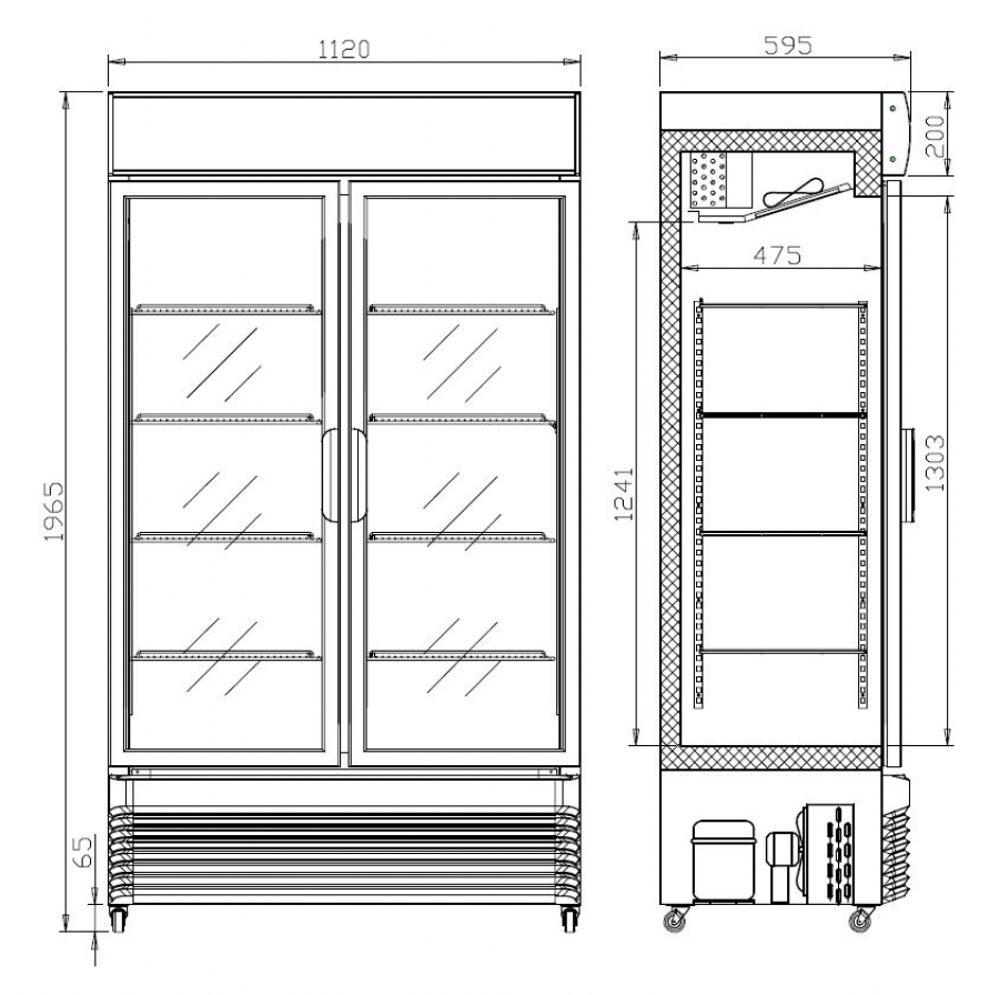 Kühlschrank Mit Schiebeglastüren Bez-750 Sl
