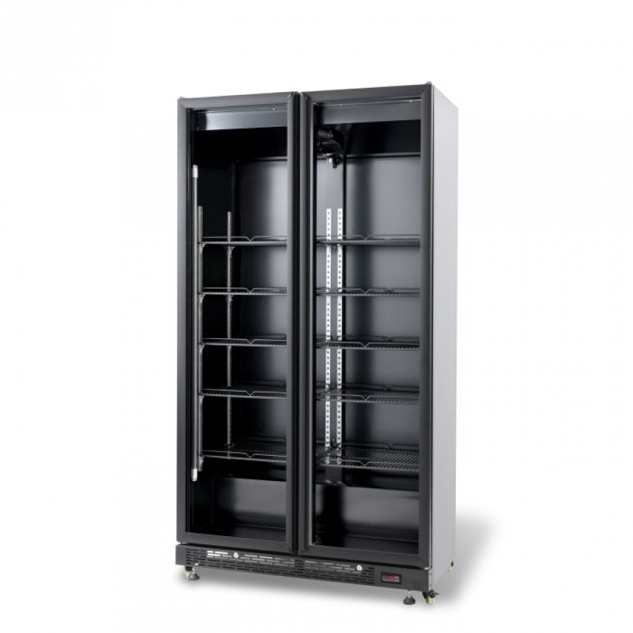 KÜHLSCHRANK 2 GLASTÜREN SCHWARZ NAP-850