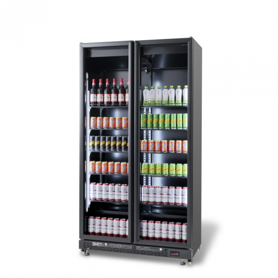 KÜHLSCHRANK 2 GLASTÜREN SCHWARZ NAP-850