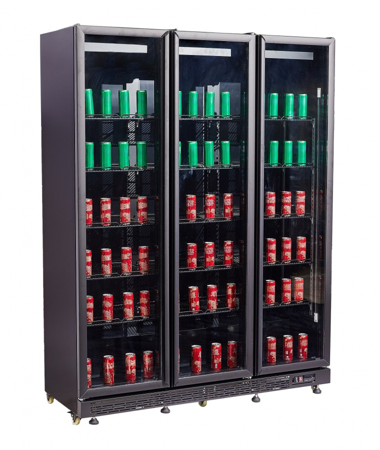 Kühlschrank mit 3 Glastüren 1200 l – Schwarz, Umluft & LED Kühlschrank mit 3 Glastüren 1200 l – Schwarz, Umluft & LED