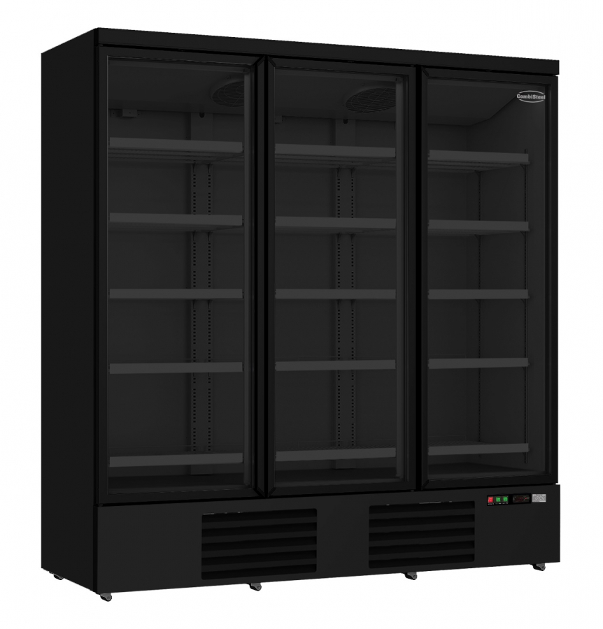 Kühlschrank 3 Glastüren Schwarz JDE-1530R-BL - Großer Kühlschrank für die Gastronomie