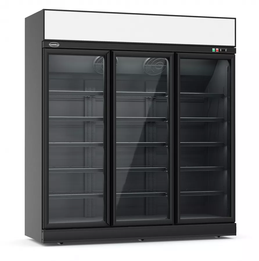 Kühlschrank 3 Glastüren Schwarz INS-1530R-BL - Großer Kühlschrank für die Gastronomie