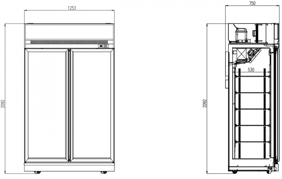 Tiefkühlschrank 2 Glastüren Schwarz Ins-1000F Bl Tiefkühlschrank 2 Glastüren Schwarz Ins-1000F Bl