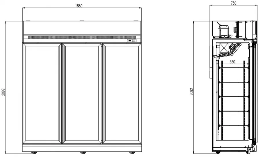 Tiefkühlschrank 3 Glastüren Ins-1530F