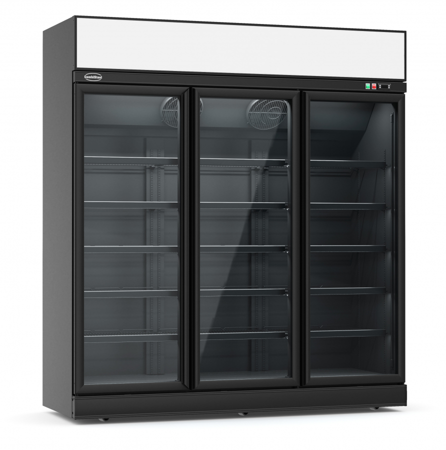 Tiefkühlschrank 3 Glastüren Schwarz