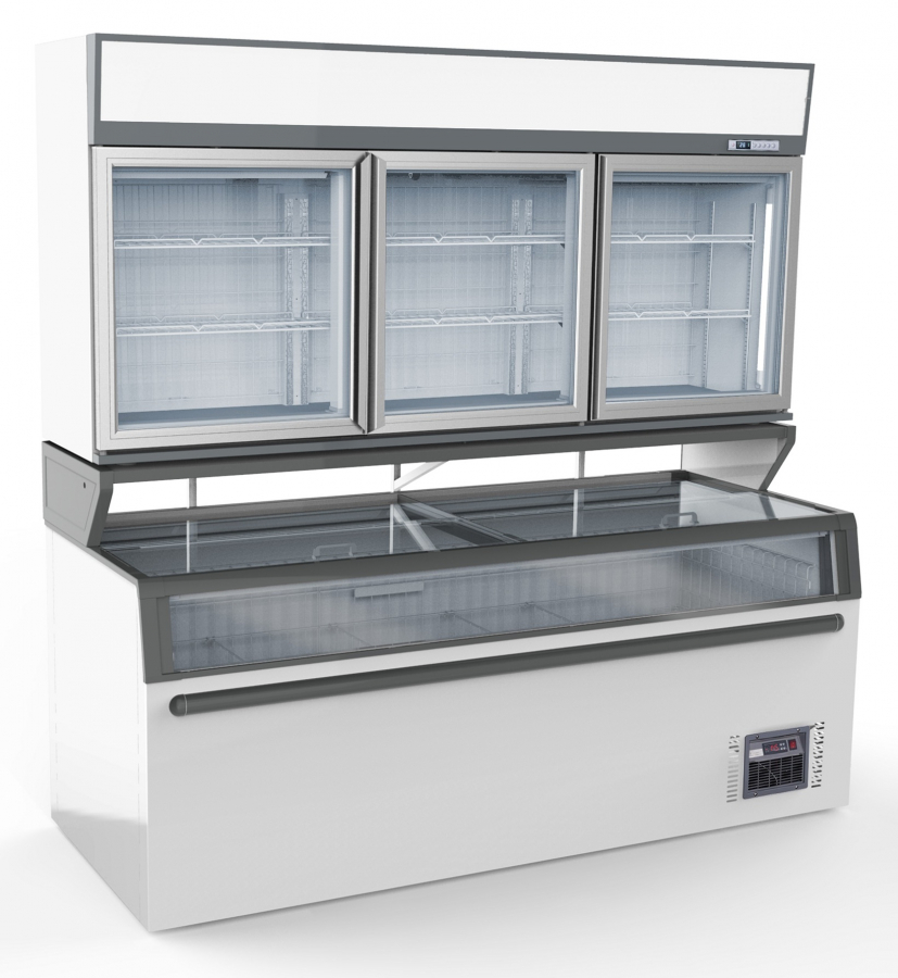 Wandtiefkühlung Weiß 3 Glastüren
