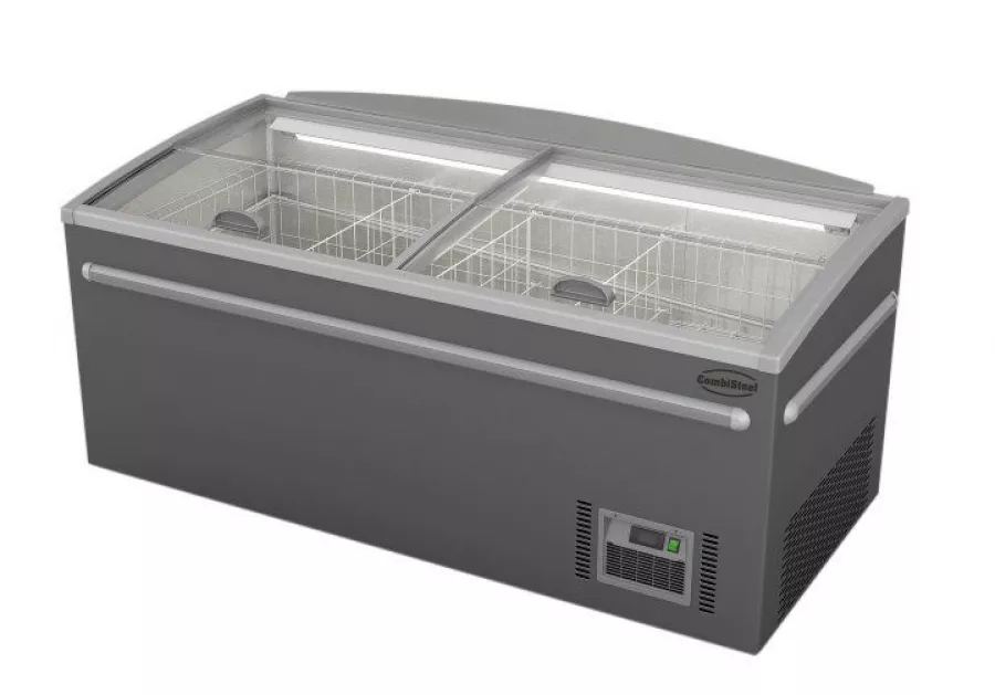 Supermarkt Tiefkühltruhe Grau – 630 L, automatische Abtauung, LED