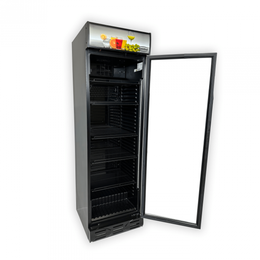 Kühlschrank 382 Liter Glastür Schwarz