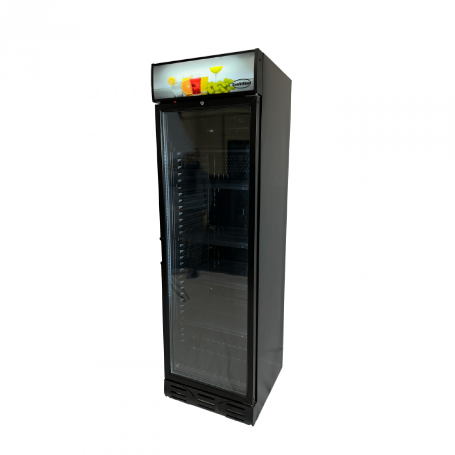 Kühlschrank 382 Liter Glastür Schwarz