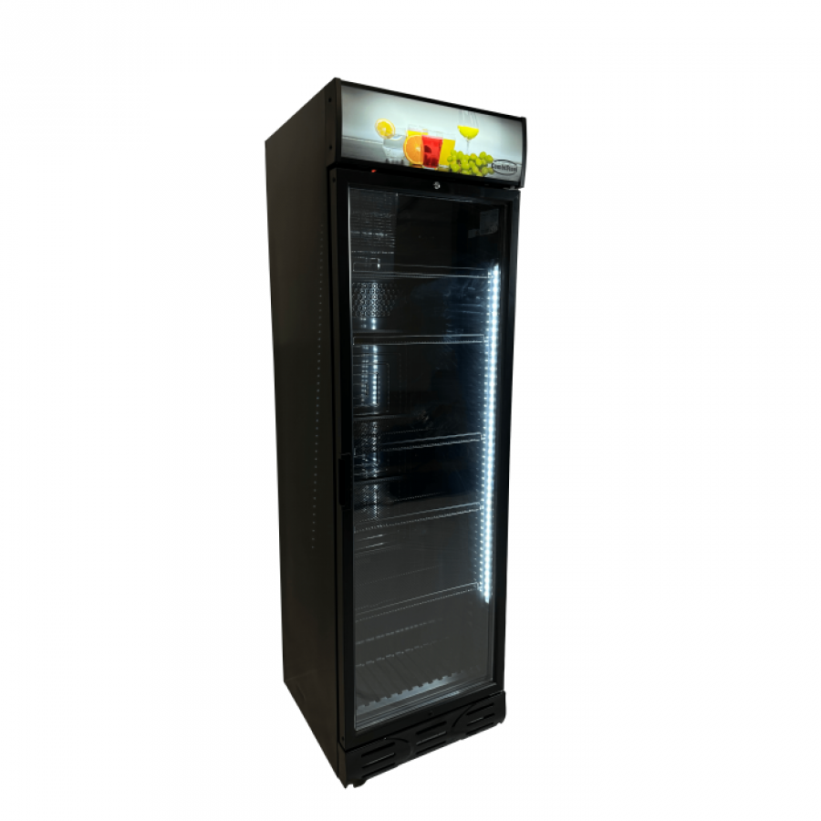 Kühlschrank 382 Liter Glastür Schwarz