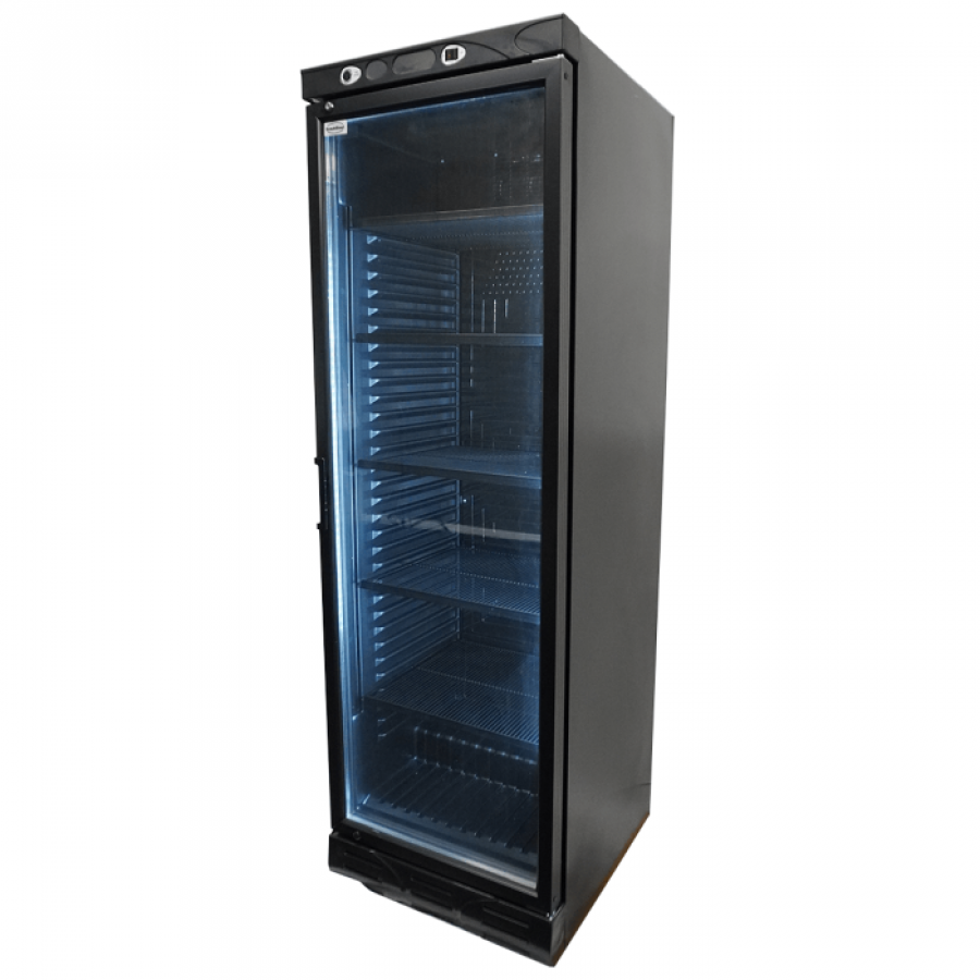 Kühlschrank 382 Liter Glastür Schwarz