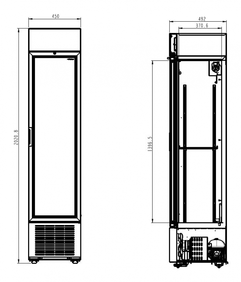 Glastürkühlschrank 232 l – LED, abschließbar, schwarz