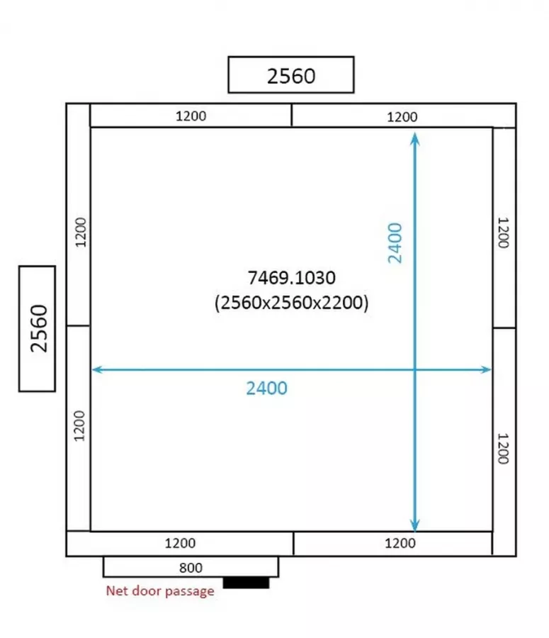Kühl und Frierzell 2560x2560x2200 | Isolierung 80 mm
