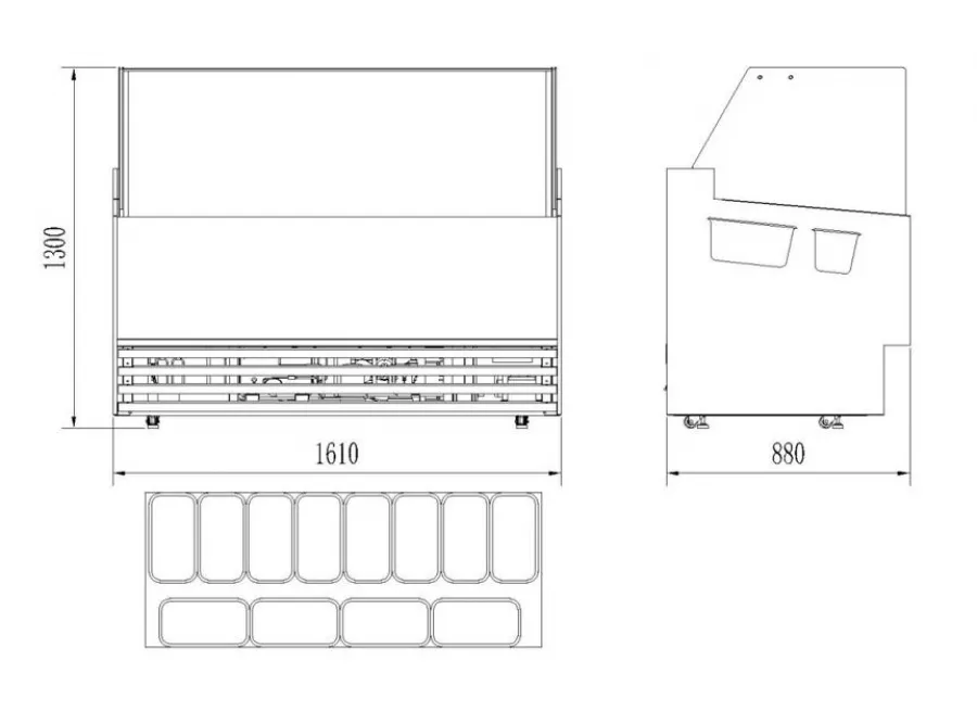 Speiseeisvitrine Borneo 12x5L – Umluftkühlung – 378 L