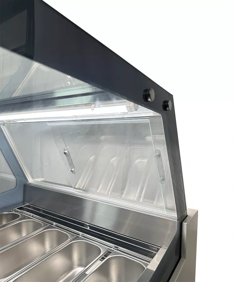 Speiseeisvitrine Komodo 6x5L – Kompakte Eistheke, Umluft – 189 L Speiseeisvitrine Komodo 6x5L – Kompakte Eistheke, Umluft – 189 L