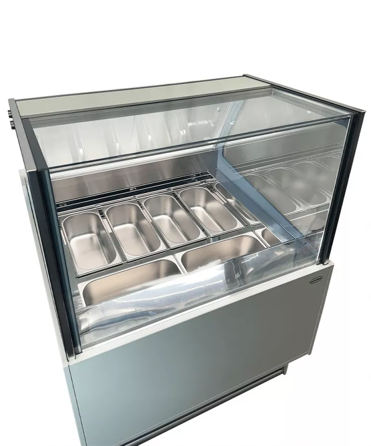 Speiseeisvitrine Komodo 6x5L – Kompakte Eistheke, Umluft – 189 L Speiseeisvitrine Komodo 6x5L – Kompakte Eistheke, Umluft – 189 L