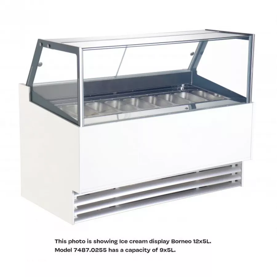Speiseeisvitrine Phuket 9x5L – LED & Umluft – 285 L Eis-Theke Speiseeisvitrine Phuket 9x5L – LED & Umluft – 285 L Eis-Theke