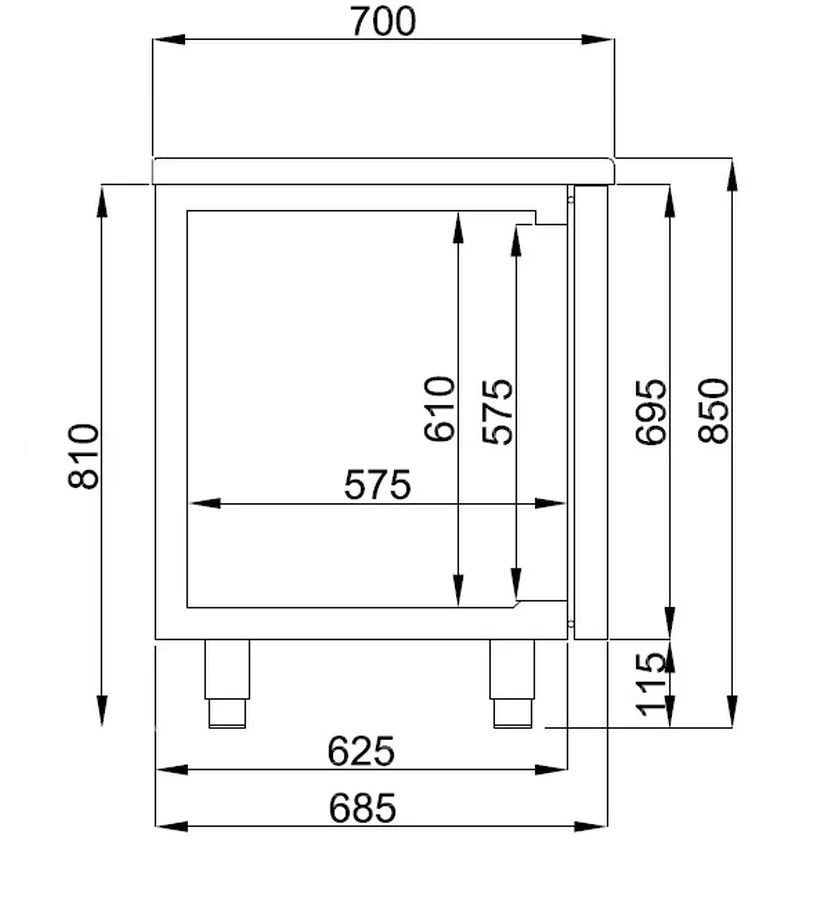 700 Kühltisch 3 Türen Monoblock Energy Line