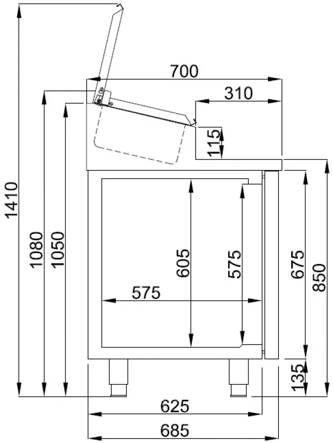 Saladette 2 Türen 7X 1/3Gn Behälter