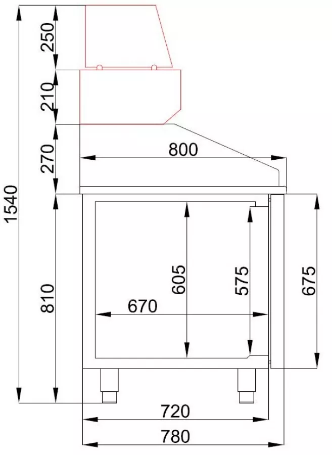 Pizzatisch Mit 1 Tür Und 5 Schubladen