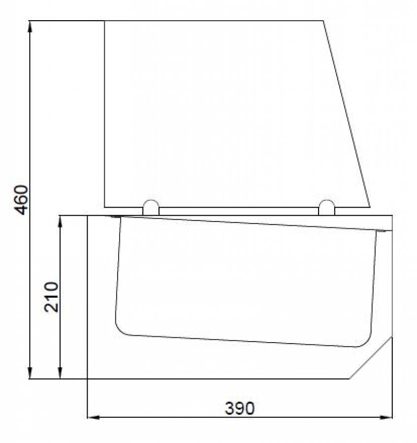 Opbouw vitrine 2100 mm voor 10x 1/3 GN