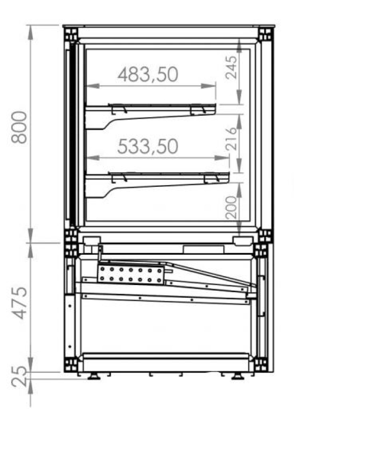 Koelvitrine 375 liter met 2 etages