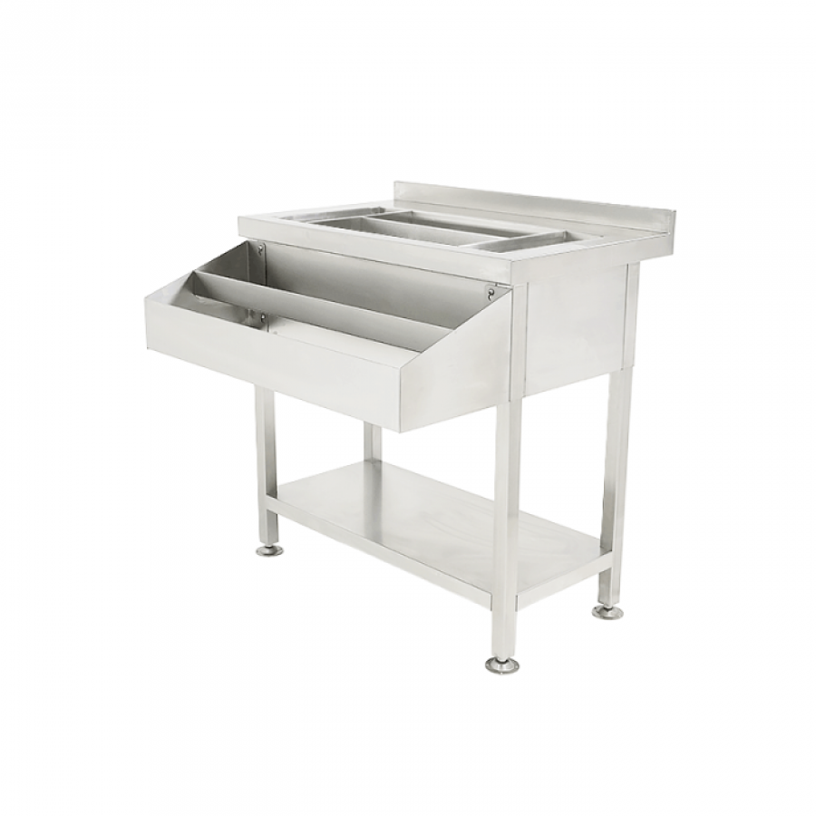 Cocktailbarstation Edelstahl 900 mm mit Speed Rail & Eisschale – Kompakte Barstation