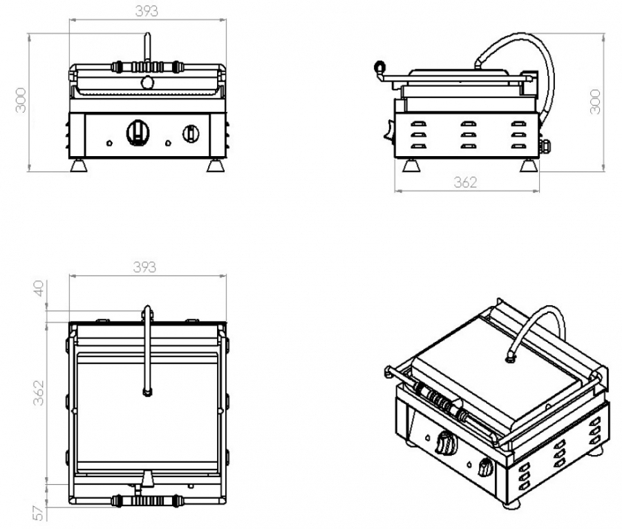 Contactgrill 2,5 kW - 230 Volt