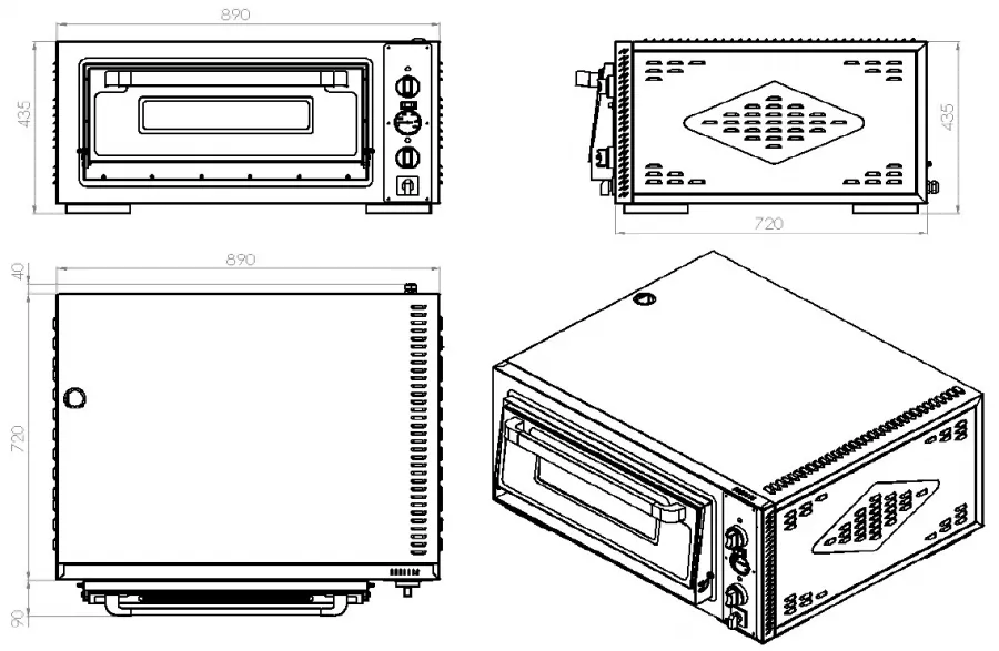Elek. Pizzaöfen Enkel 1 X 4