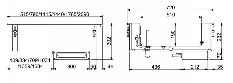 Einbau Bain-Marie 2/1 - Manuelle Wasserbefüllung Einbau Bain-Marie 2/1 - Manuelle Wasserbefüllung