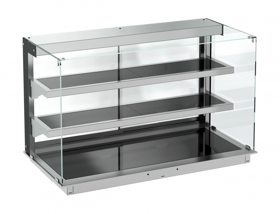 Einbauwärmevitrine Keramik Eckig Schwarz 3/1