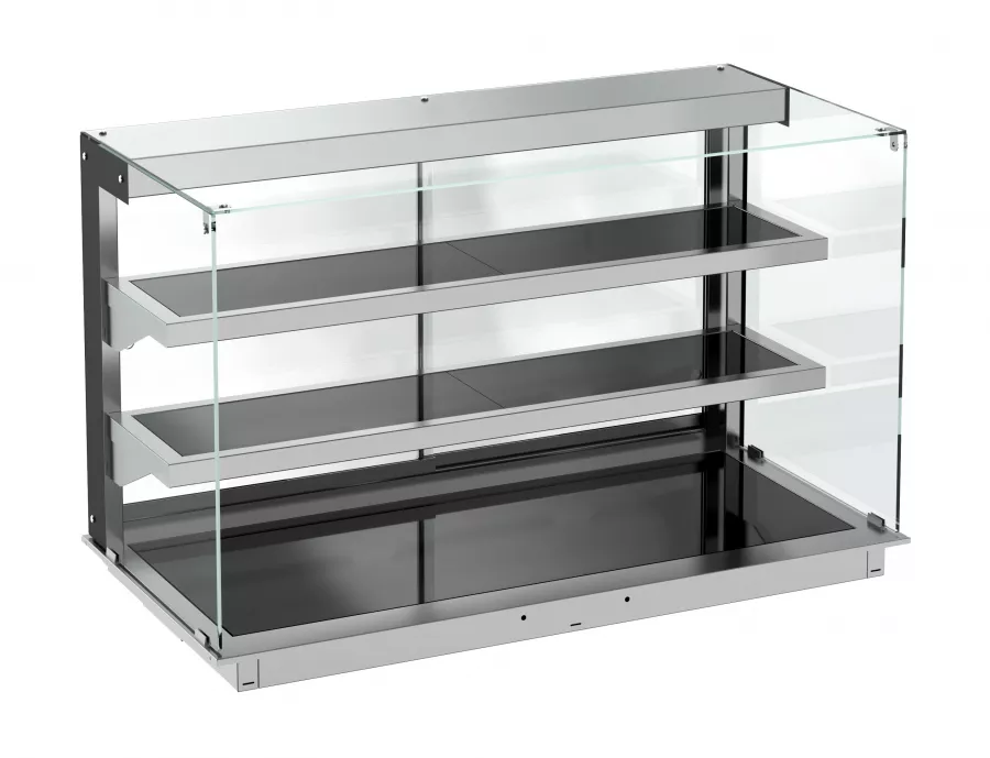 Einbauwärmevitrine Keramik Eckig Schwarz 3/1