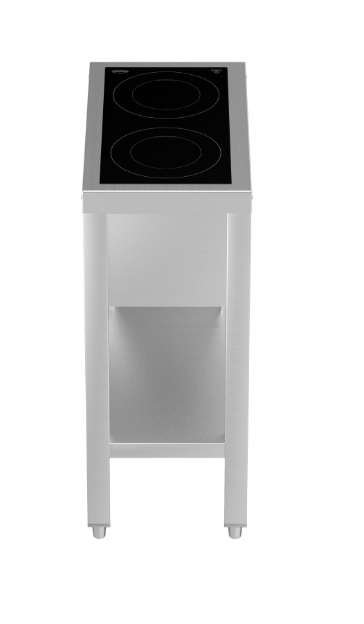 Induktionsherd mit 2 Zonen und offenem Unterbau – 7 kW, 400 V, Edelstahl Induktionsherd mit 2 Zonen und offenem Unterbau – 7 kW, 400 V, Edelstahl