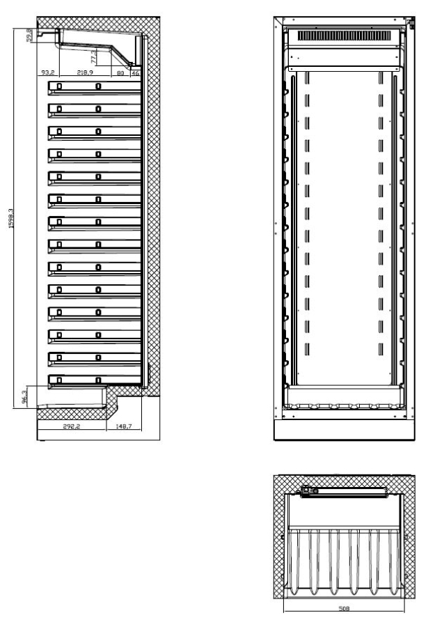 Wijnkoelkast Single Zone Zwart LED 106 flessen 325 liter 595x570x1790 mm