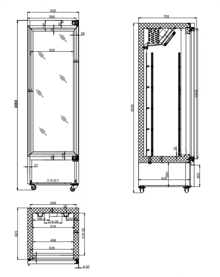 Kühlschrank 1 Glastür Schwarz