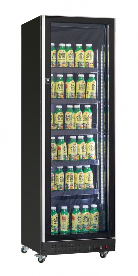 Kühlschrank 1 Glastür Schwarz 387L  | 620x600x1980 mm