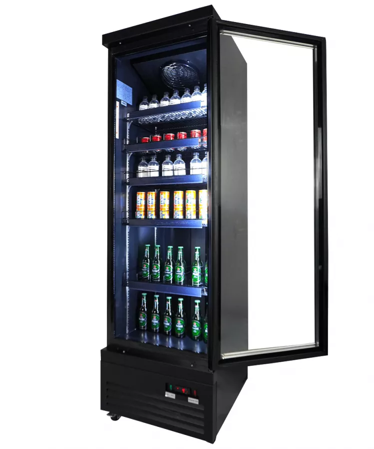 Glastürkühlschrank 450 l – schwarz, LED, Umluft Glastürkühlschrank 450 l – schwarz, LED, Umluft