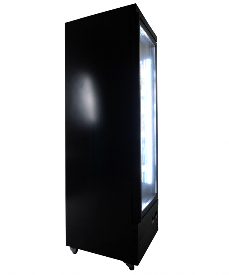 Glastürkühlschrank 450 l – zwart, LED, circulatieventilator
