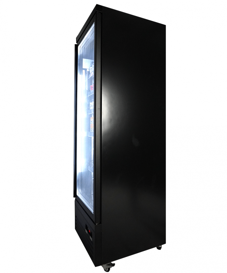Glastürkühlschrank 450 l – zwart, LED, circulatieventilator