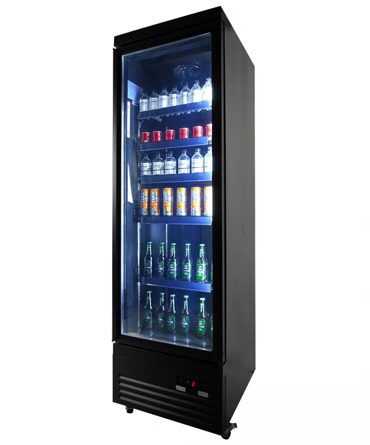 Glastürkühlschrank 450 l – schwarz, LED, Umluft