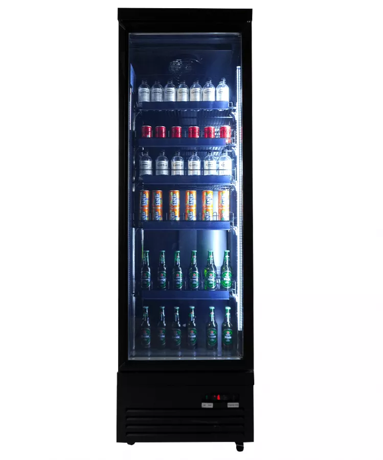 Glastürkühlschrank 450 l – schwarz, LED, Umluft
