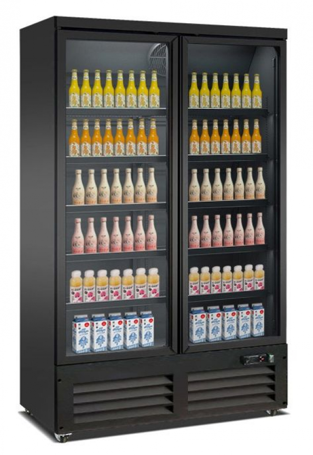 Glastürkühlschrank 2-türig – 1000 l – schwarz Glastürkühlschrank 2-türig – 1000 l – schwarz
