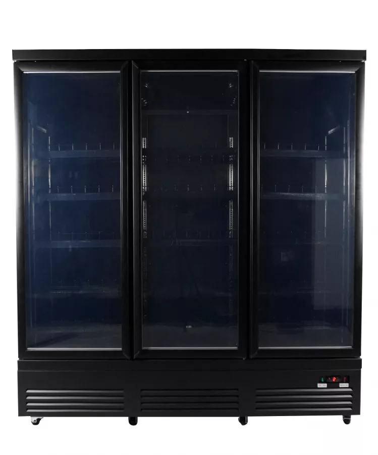 Kühlschrank mit 3 Glastüren – Schwarz, CEB-1600R-BL | Perfekte Gastronomielösung
