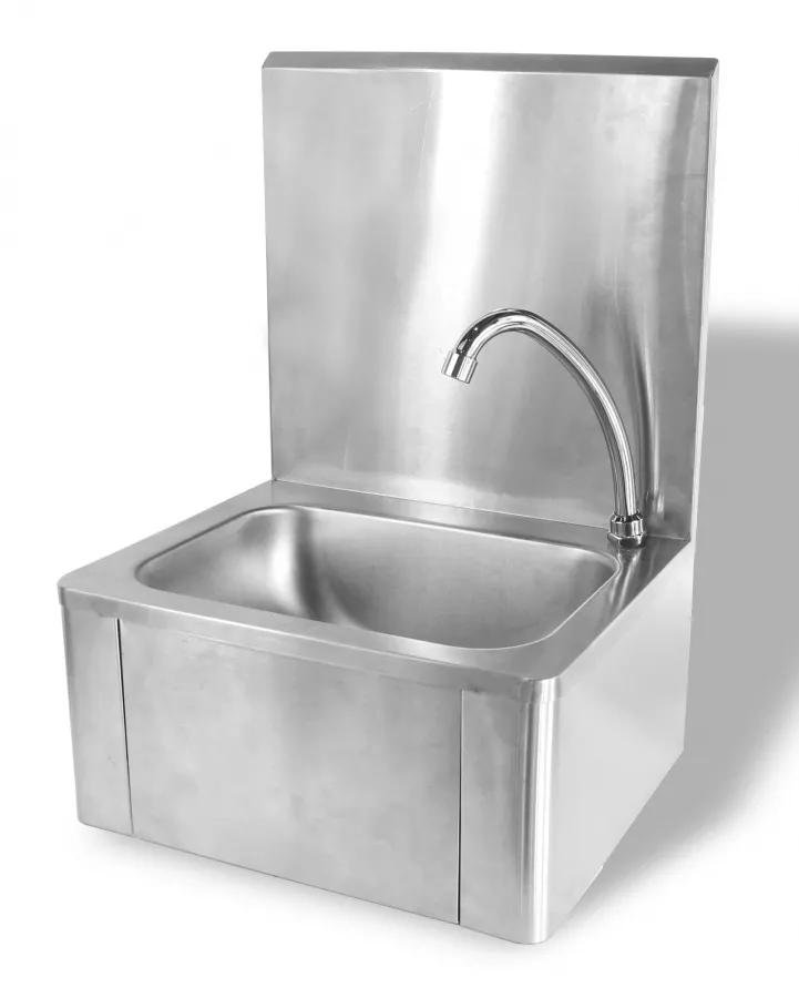Kniebedientes Handwaschbecken – Edelstahl, 40×33 cm, inkl. Armatur Kniebedientes Handwaschbecken – Edelstahl, 40×33 cm, inkl. Armatur
