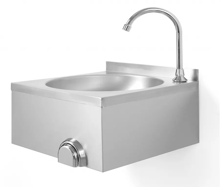 Kniebedientes Handwaschbecken – Edelstahl, 40×40 cm, inkl. Wasserhahn Kniebedientes Handwaschbecken – Edelstahl, 40×40 cm, inkl. Wasserhahn