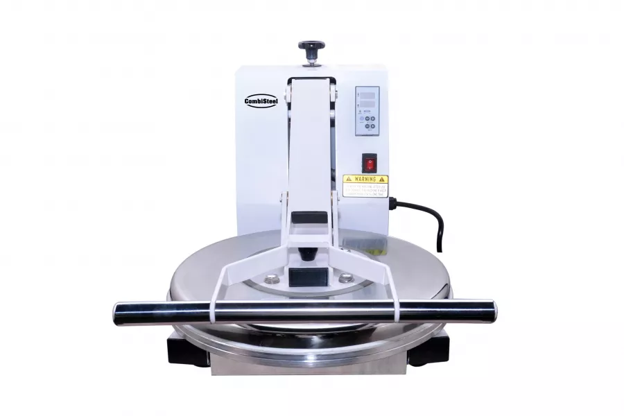 Teigpresse – einstellbar 1–15 mm, beheizte Oberplatte, 458 mm Durchmesser