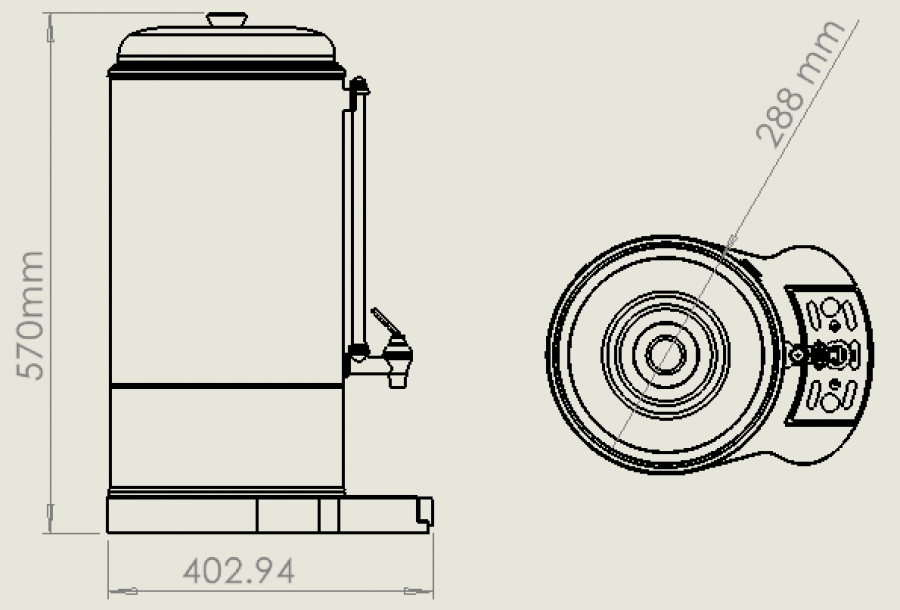 Kaffee-Perkolator 10 Liter doppelwandig – 60 Tassen, Edelstahl