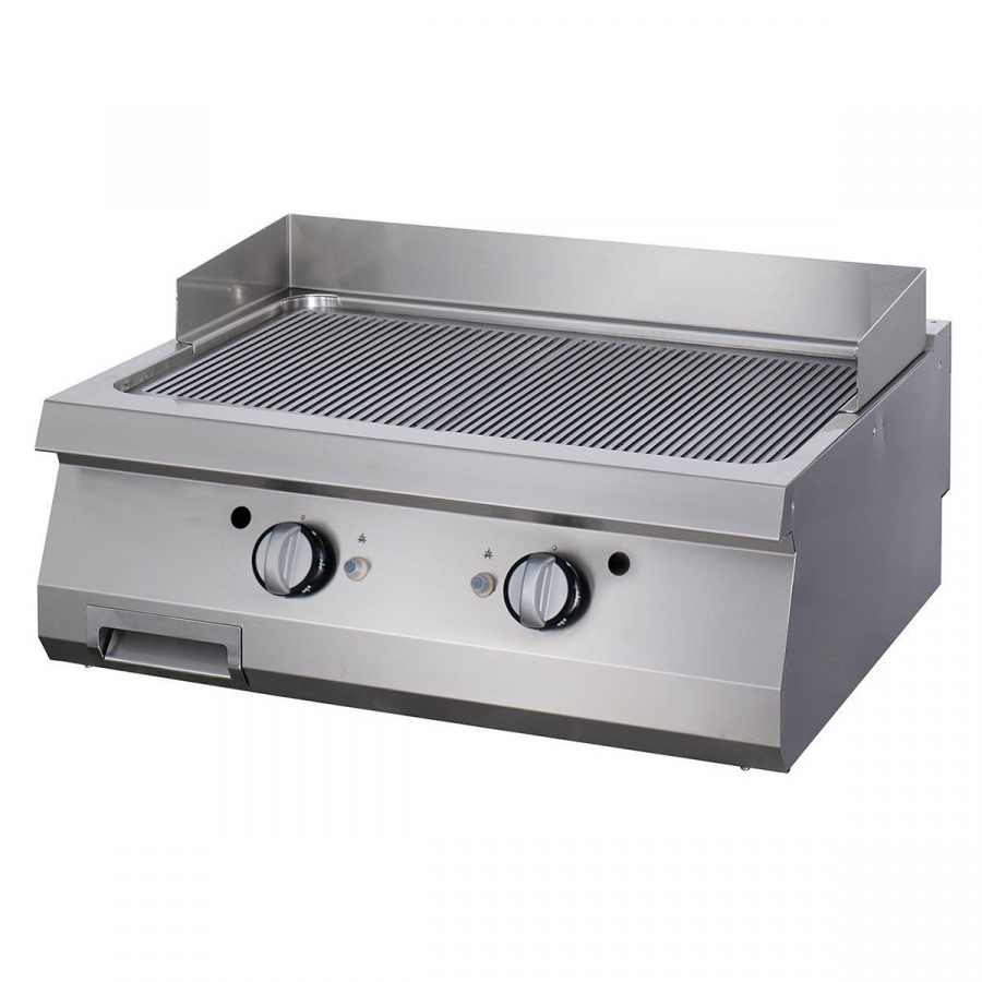 Hochwertige gerillte Grillplatte Doppelgerät 90cm tief Gas - Gastrohot