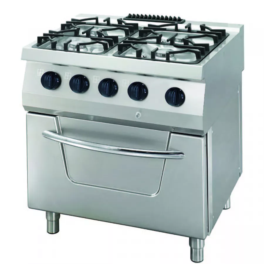 Herd - 4 Brenner - Doppelgerät - 70 cm tief - mit Backofen - Gas